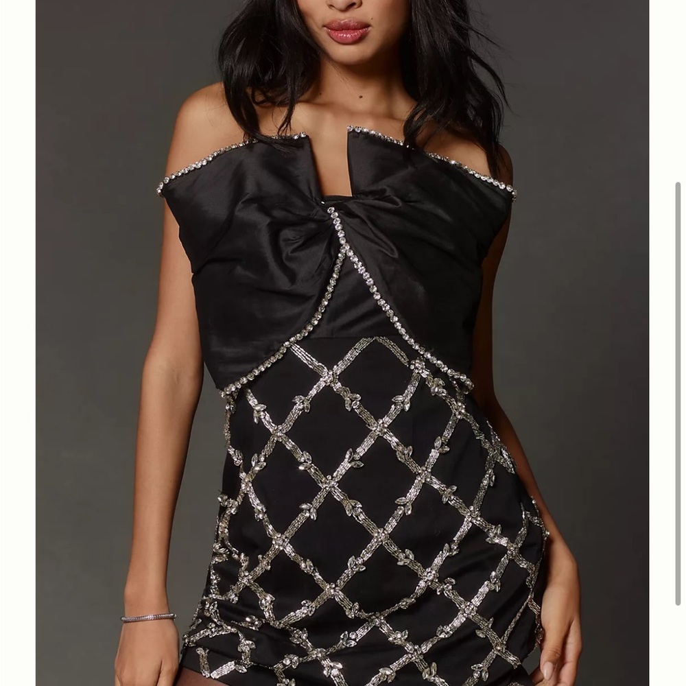 Maeve Strapless Bow Sequin Mini Dress from Anthropologie SZ 2 NWTG